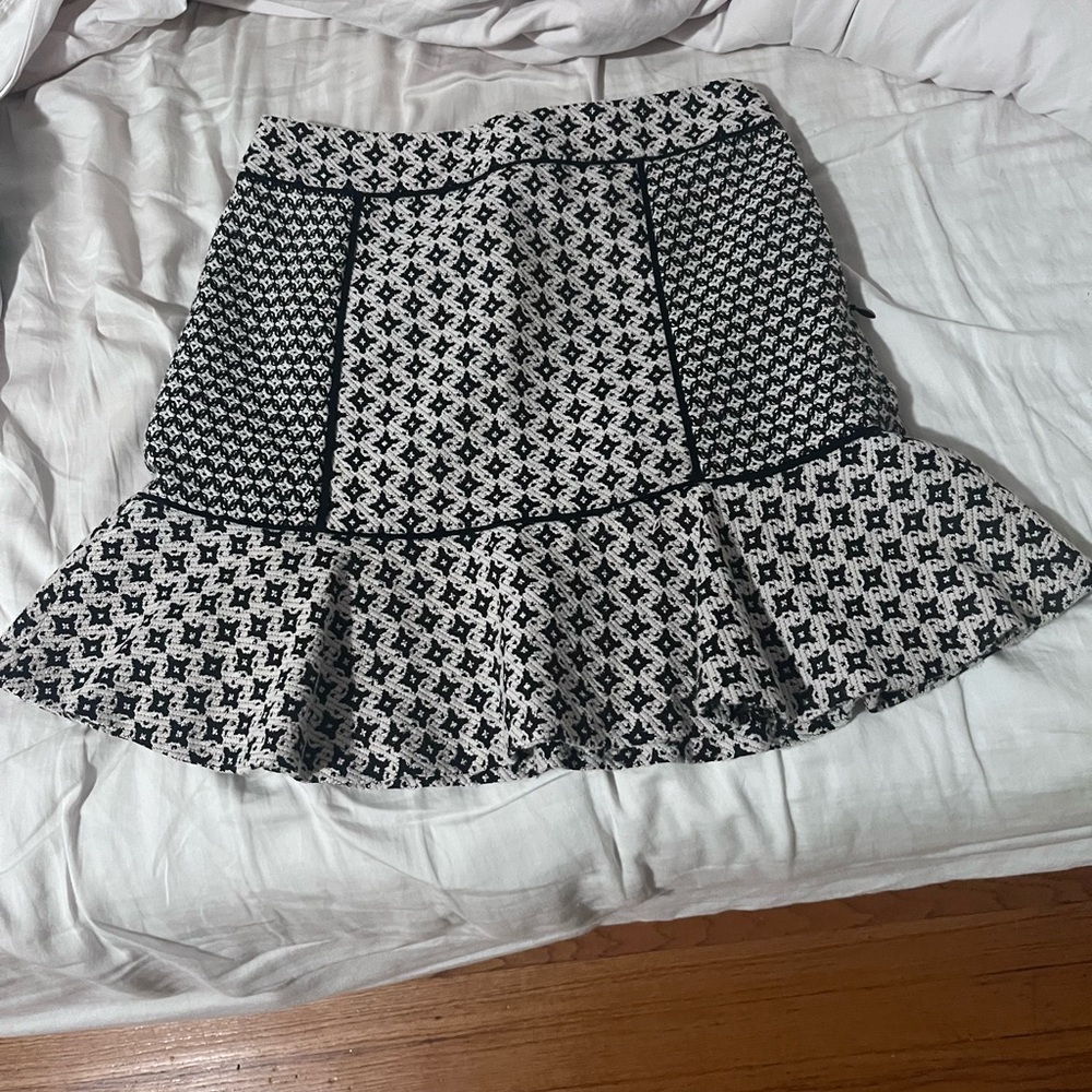 LOFT Elegant Black and White Patterned Skirt